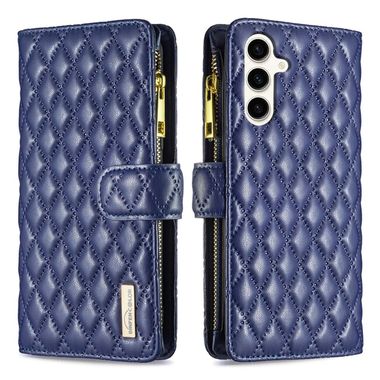 Peňaženkové kožené puzdro Diamond Zipper na Samsung Galaxy S23 FE - Modrá