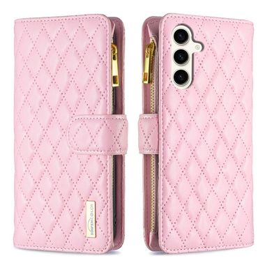 Peňaženkové kožené puzdro Diamond Zipper na Samsung Galaxy S23 FE - Ružová