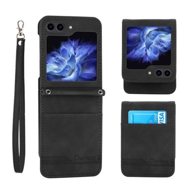 Peňaženkové kožené puzdro Dierfeng Dream na Samsung Galaxy Z Flip 5 - Čierna
