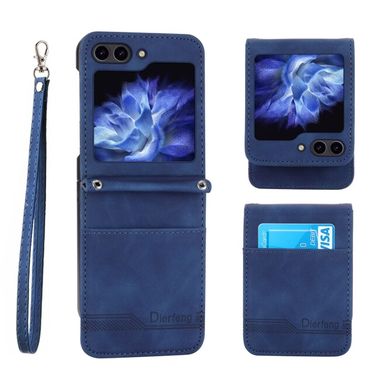 Peňaženkové kožené puzdro Dierfeng Dream na Samsung Galaxy Z Flip 5 - Modrá