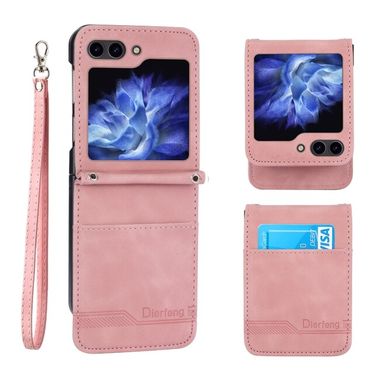 Peňaženkové kožené puzdro Dierfeng Dream na Samsung Galaxy Z Flip 5 - Ružová