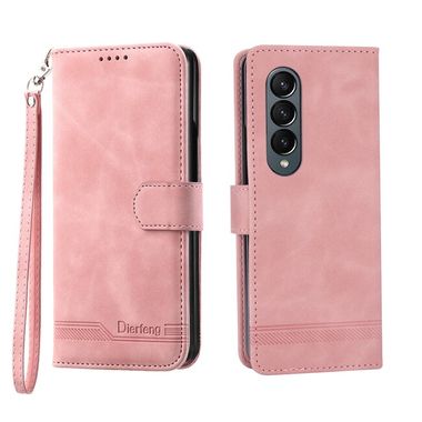 Peňaženkové kožené puzdro Dierfeng Dream na Samsung Galaxy Z Fold4 - Ružová