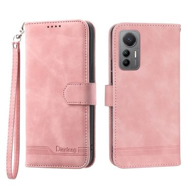 Peňaženkové kožené puzdro DIERFENG na Xiaomi 12X – Ružová