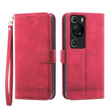 Peňaženkové kožené puzdro DIERFENG na Huawei P60 Pro – Červená