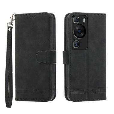 Peňaženkové kožené puzdro DIERFENG na Huawei P60 Pro – Čierna