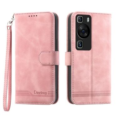 Peňaženkové kožené puzdro DIERFENG na Huawei P60 Pro – Ružová