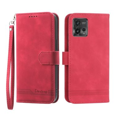 Peňaženkové kožené puzdro Dierfeng na Motorola Moto G72 - Červená