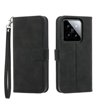 Peňaženkové kožené puzdro Dierfeng na Xiaomi 14 - Čierna