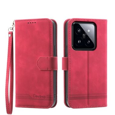 Peňaženkové kožené puzdro Dierfeng na Xiaomi 14 Pro - Červená