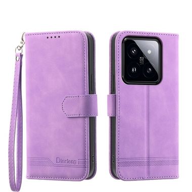 Peňaženkové kožené puzdro Dierfeng na Xiaomi 14 Pro - Fialová