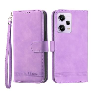 Peňaženkové kožene puzdro Dierfeng na Xiaomi Redmi Note 12 Pro 5G – Fialová
