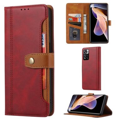 Peňaženkové kožené puzdro DOUBLE FOLD na Xiaomi Redmi Note 11 / 11S - Červená