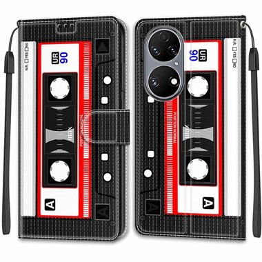 Peňaženkové kožené puzdro DRAWING na Huawei P50 - Black Red Tape