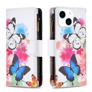 Peňaženkové kožené puzdro Drawing na iPhone 15 - Two Butterflies