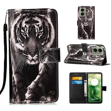Peňaženkové kožené puzdro Drawing na Motorola Moto G04/ G24 - Tiger