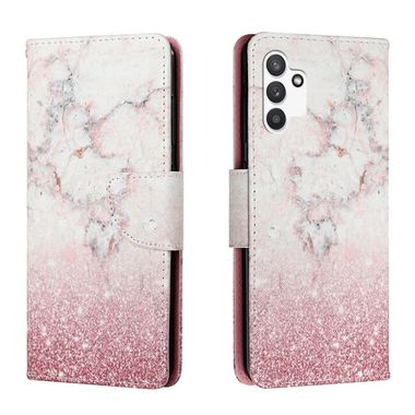 Peňaženkové kožené puzdro DRAWING na Samsung Galaxy A13 - Pink Marble