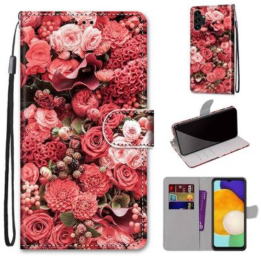 Peňaženkové kožené puzdro DRAWING na Samsung Galaxy A13 - Pink Rose Garden