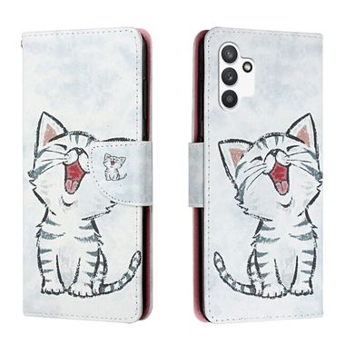 Peňaženkové kožené puzdro DRAWING na Samsung Galaxy A13 - Red Mouth Cat