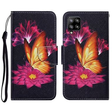 Peňaženkové kožené puzdro DRAWING na Samsung Galaxy A22 4G - Big Golden Butterfly