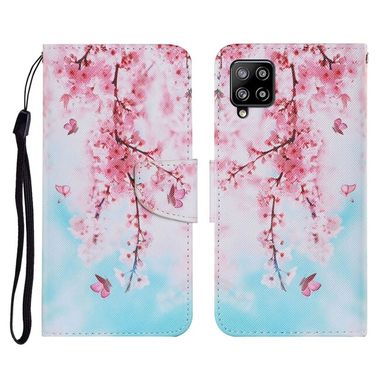 Peňaženkové kožené puzdro DRAWING na Samsung Galaxy A22 4G - Cherry Blossoms