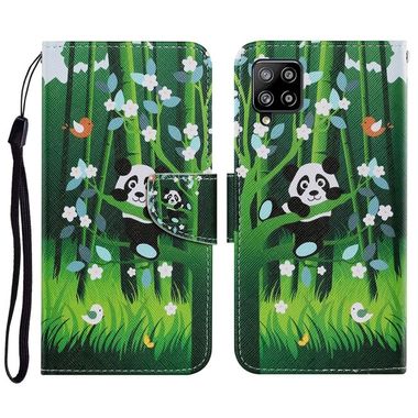 Peňaženkové kožené puzdro DRAWING na Samsung Galaxy A22 4G - Panda