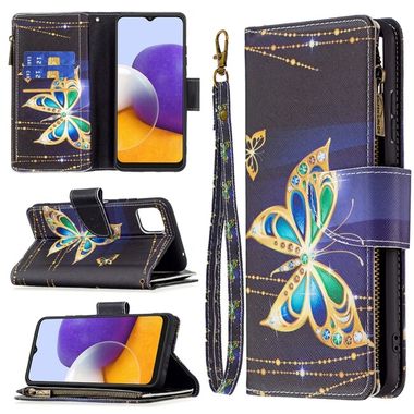 Peňaženkové kožené puzdro DRAWING na Samsung Galaxy A22 5G - Big Butterfly