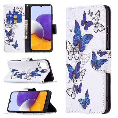 Peňaženkové kožené puzdro DRAWING na Samsung Galaxy A22 5G - Butterflies