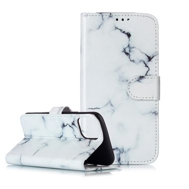 Peňaženkové kožené puzdro DRAWING na Samsung Galaxy A22 5G - White Marble