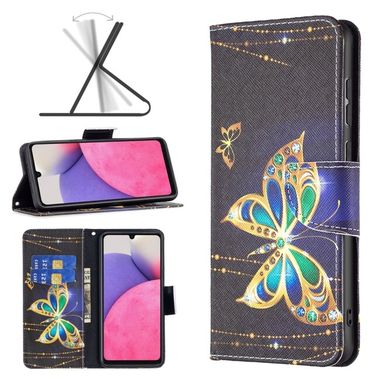 Peňaženkové kožené puzdro DRAWING na Samsung Galaxy A33 5G - Big Butterfly