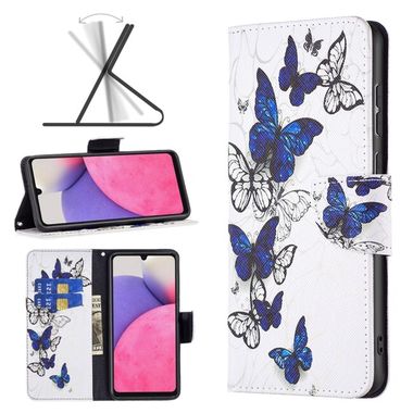 Peňaženkové kožené puzdro DRAWING na Samsung Galaxy A33 5G - Butterflies