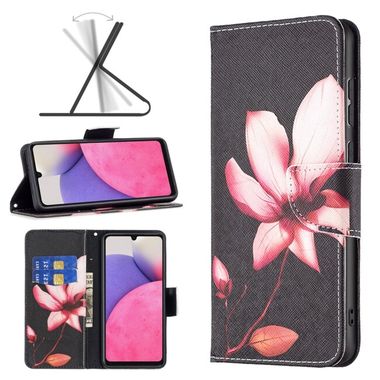 Peňaženkové kožené puzdro DRAWING na Samsung Galaxy A33 5G - Lotus