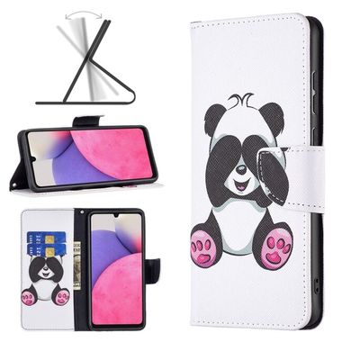 Peňaženkové kožené puzdro DRAWING na Samsung Galaxy A33 5G - Panda