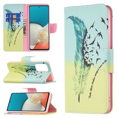 Peňaženkové kožené puzdro DRAWING na Samsung Galaxy A53 5G - Feather