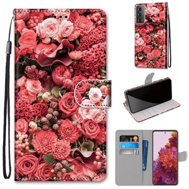 Peňaženkové kožené puzdro DRAWING na Samsung Galaxy S21 5G  – Pink Rose Garden