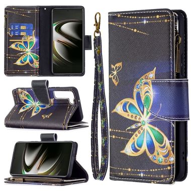 Peňaženkové kožené puzdro DRAWING na Samsung Galaxy S22 5G - Big Butterfly