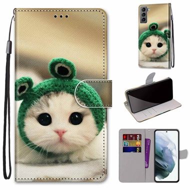 Peňaženkové kožené puzdro DRAWING na Samsung Galaxy S22 5G - Frog Kitten