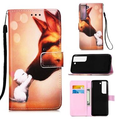 Peňaženkové kožené puzdro DRAWING na Samsung Galaxy S22 5G - Hound Kiss