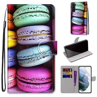 Peňaženkové kožené puzdro DRAWING na Samsung Galaxy S22 Plus 5G - Colorful Layer Cake