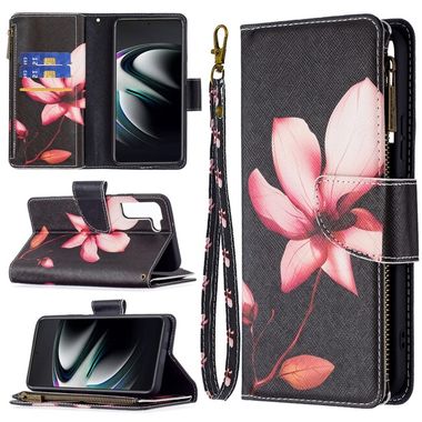 Peňaženkové kožené puzdro DRAWING na Samsung Galaxy S22 Plus 5G - Lotus