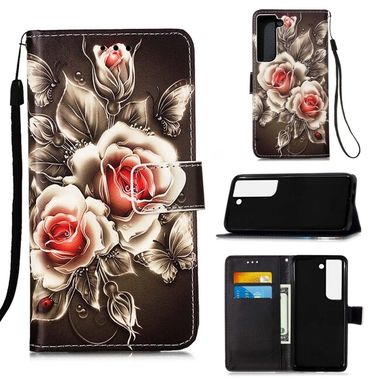 Peňaženkové kožené puzdro DRAWING na Samsung Galaxy S22 Plus 5G - Rose