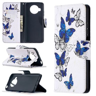 Peňaženkové kožené puzdro DRAWING na Xiaomi Mi 10T Lite 5G - Blue Butterfly