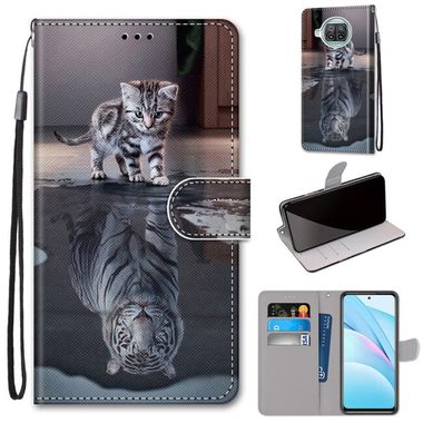 Peňaženkové kožené puzdro DRAWING na Xiaomi Mi 10T Lite 5G - Cat Becomes Tiger