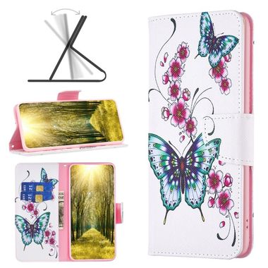 Peňaženkové kožené puzdro Drawing na Xiaomi Redmi 12 - Kvety + motýle