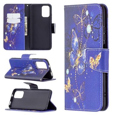Peňaženkové kožené puzdro Drawing na Xiaomi Redmi Note 10/10S - Purple Butterfly