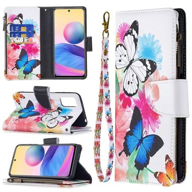 Peňaženkové kožené puzdro DRAWING na Xiaomi Redmi Note 10 5G - Two Butterflies