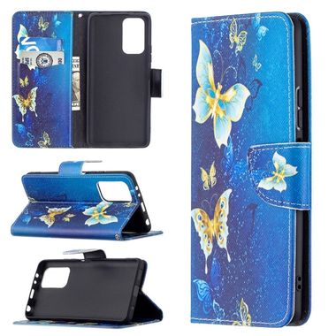 Peňaženkové kožené puzdro DRAWING na Xiaomi Redmi Note 10 Pro - Gold Butterfly