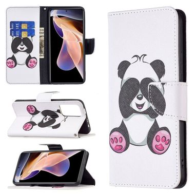 Peňaženkové kožené puzdro DRAWING na Xiaomi Redmi Note 11 Pro - Panda