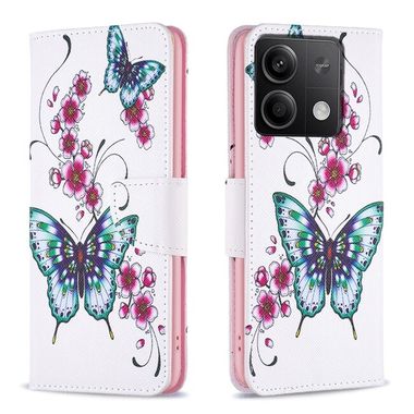 Peňaženkové kožené puzdro Drawing na Xiaomi Redmi Note 13 4G - Flowers Butterfly