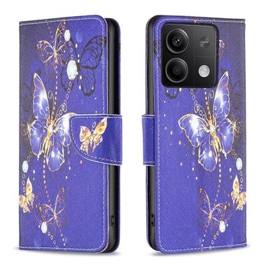Peňaženkové kožené puzdro Drawing na Xiaomi Redmi Note 13 4G - Purple Butterfly
