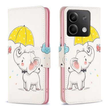Peňaženkové kožené puzdro Drawing na Xiaomi Redmi Note 13 4G - Umbrella Elephant